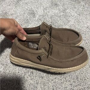 Hey Dude Men's Brown Canvas Slip-On Casual Loafers